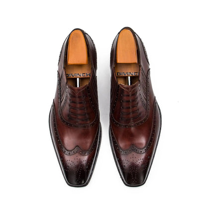 Goodyear Welted Brogue Oxford Shoes Coffee
