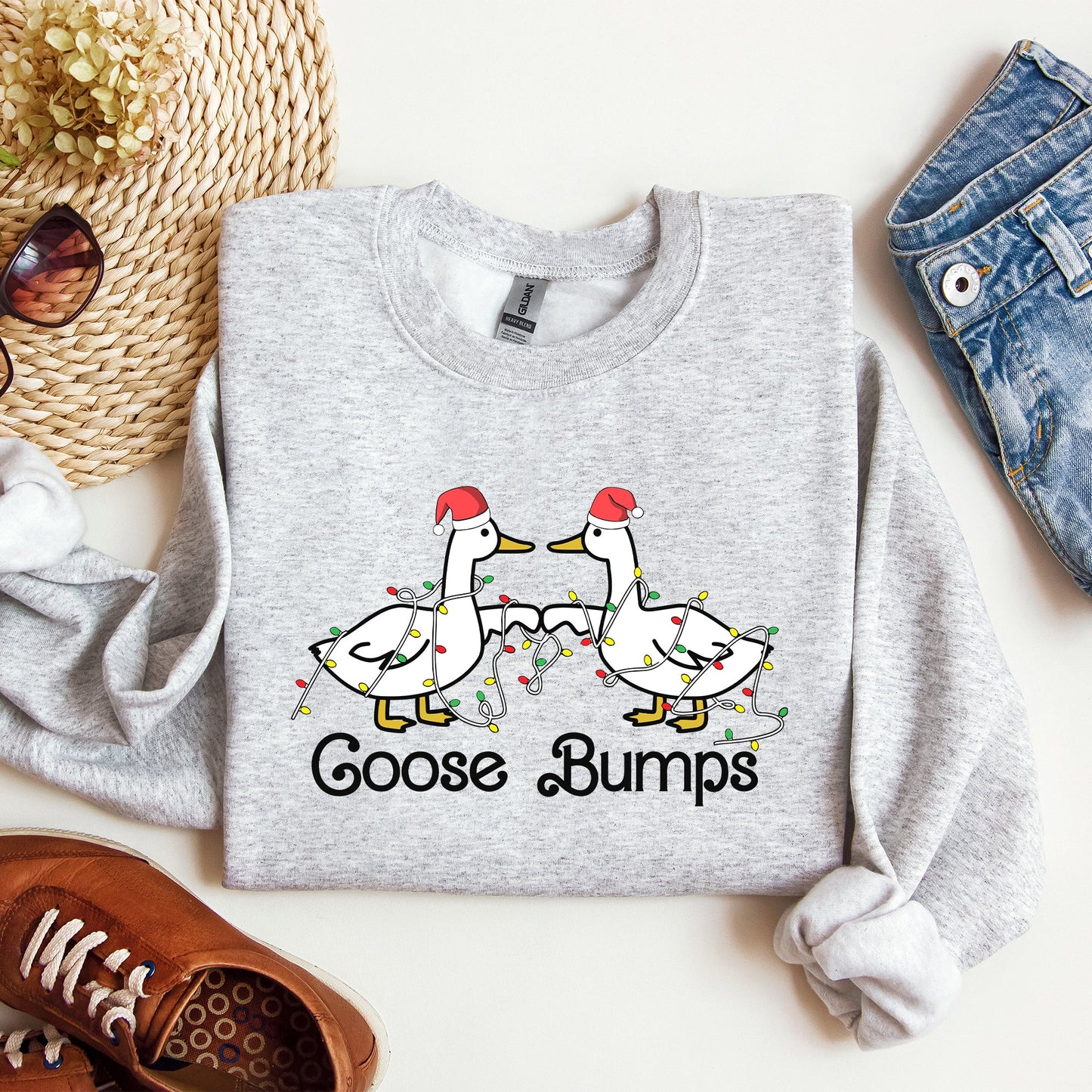 Goose Fist Bumps, Christmas, Santa, Cute, Funny, Xmas Sweatshirt