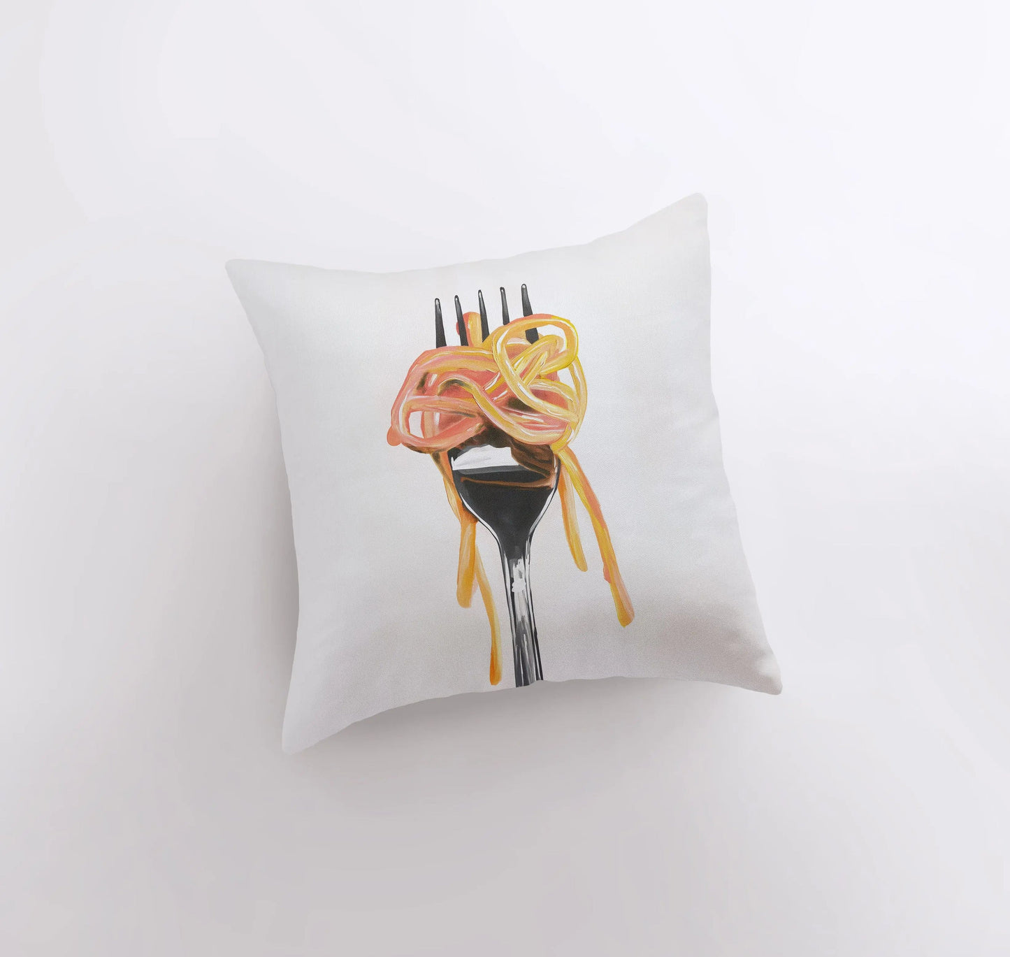 Fork and Pasta | Gouache Painting | Food Pillow | Abstract Still Life