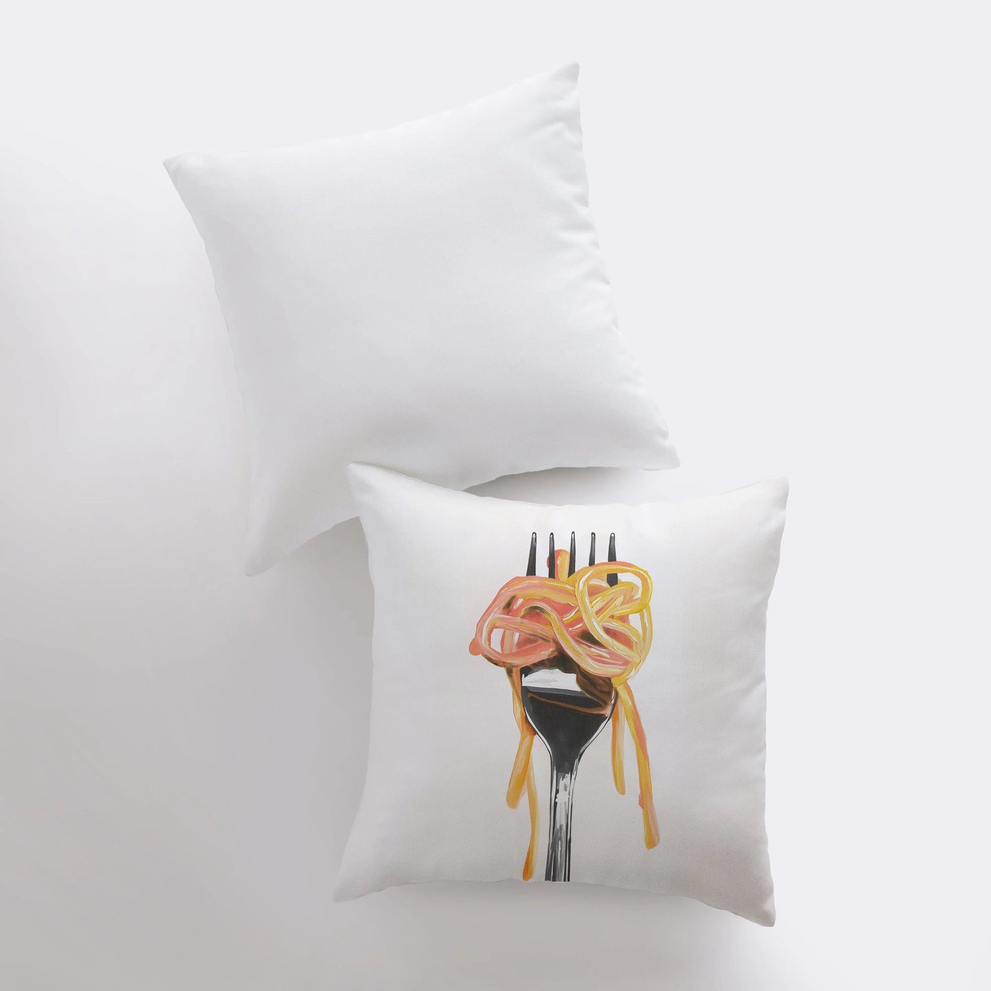Fork and Pasta | Gouache Painting | Food Pillow | Abstract Still Life