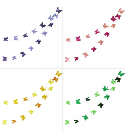 Gradient Color Paper Butterfly Hanging Garland