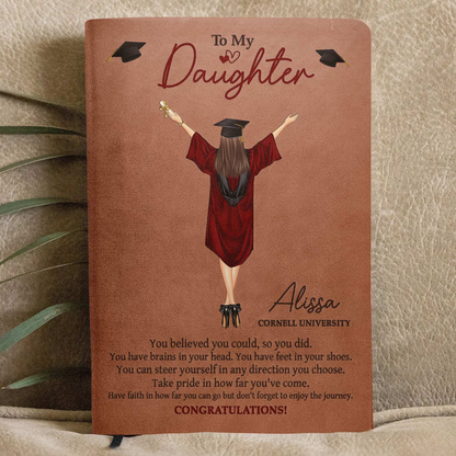 You Believed You Could So You Did - Personalized Leather Journal - Graduation Motivation Gift For Her/Him, Daughter/Son, Grad Ceremony, Commencement