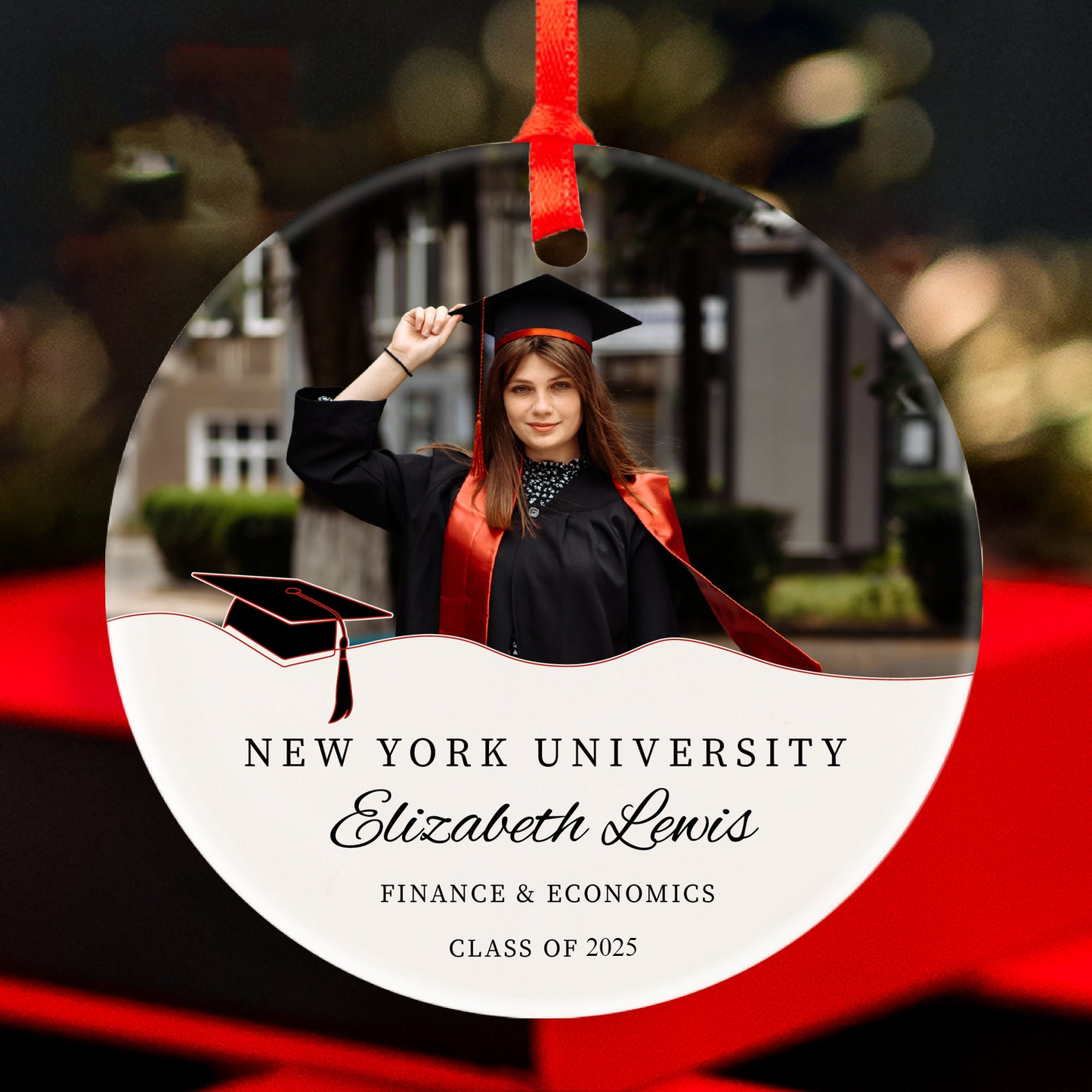 Custom Photo Graduation Ornament - Personalized Ceramic Ornament - Graduation Motivation Gift For Her/Him, Daughter/Son, Grad Ceremony, Commencement