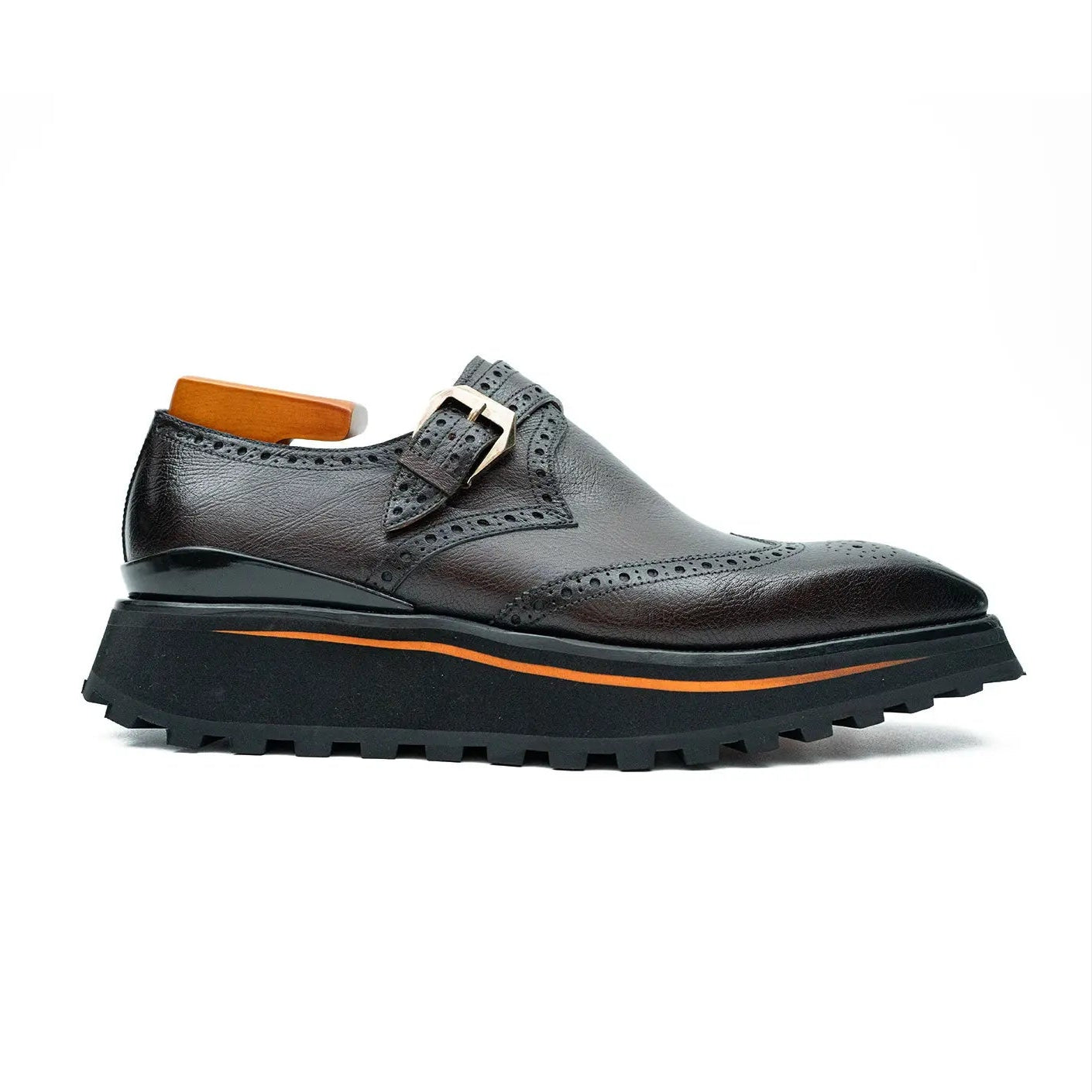 Grain of Tumbled Kangaroo Leather Monk Shoes