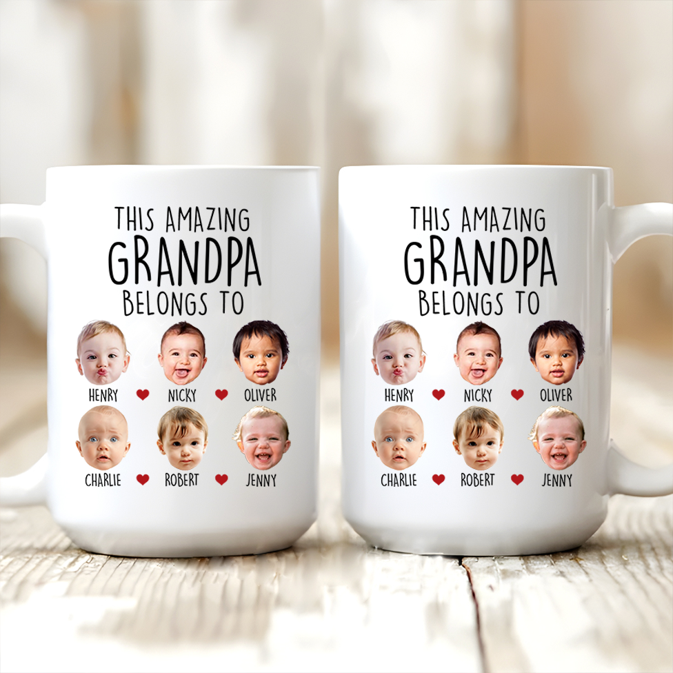 This Amazing Grandpa Belongs To - Personalized Custom Mug - Gift for Dad, Papa, Grandpa, Daddy, Dada