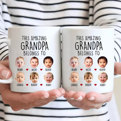 This Amazing Grandpa Belongs To - Personalized Custom Mug - Gift for Dad, Papa, Grandpa, Daddy, Dada