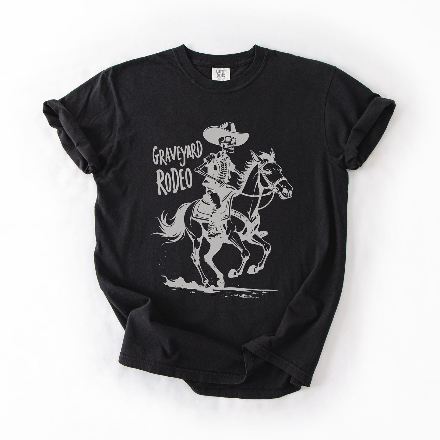 Graveyard Rodeo, Cowboy Skeleton, Halloween, Comfort Colors T-Shirt