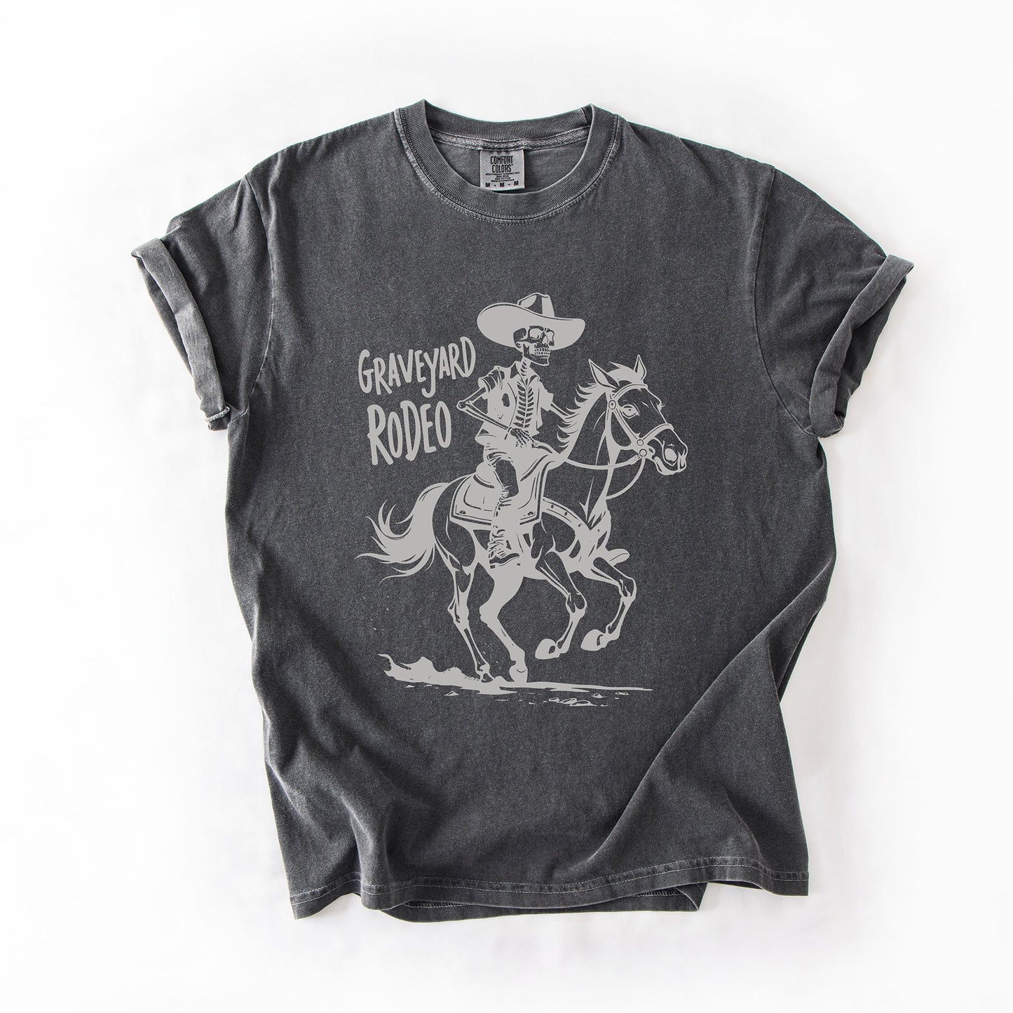 Graveyard Rodeo, Cowboy Skeleton, Halloween, Comfort Colors T-Shirt