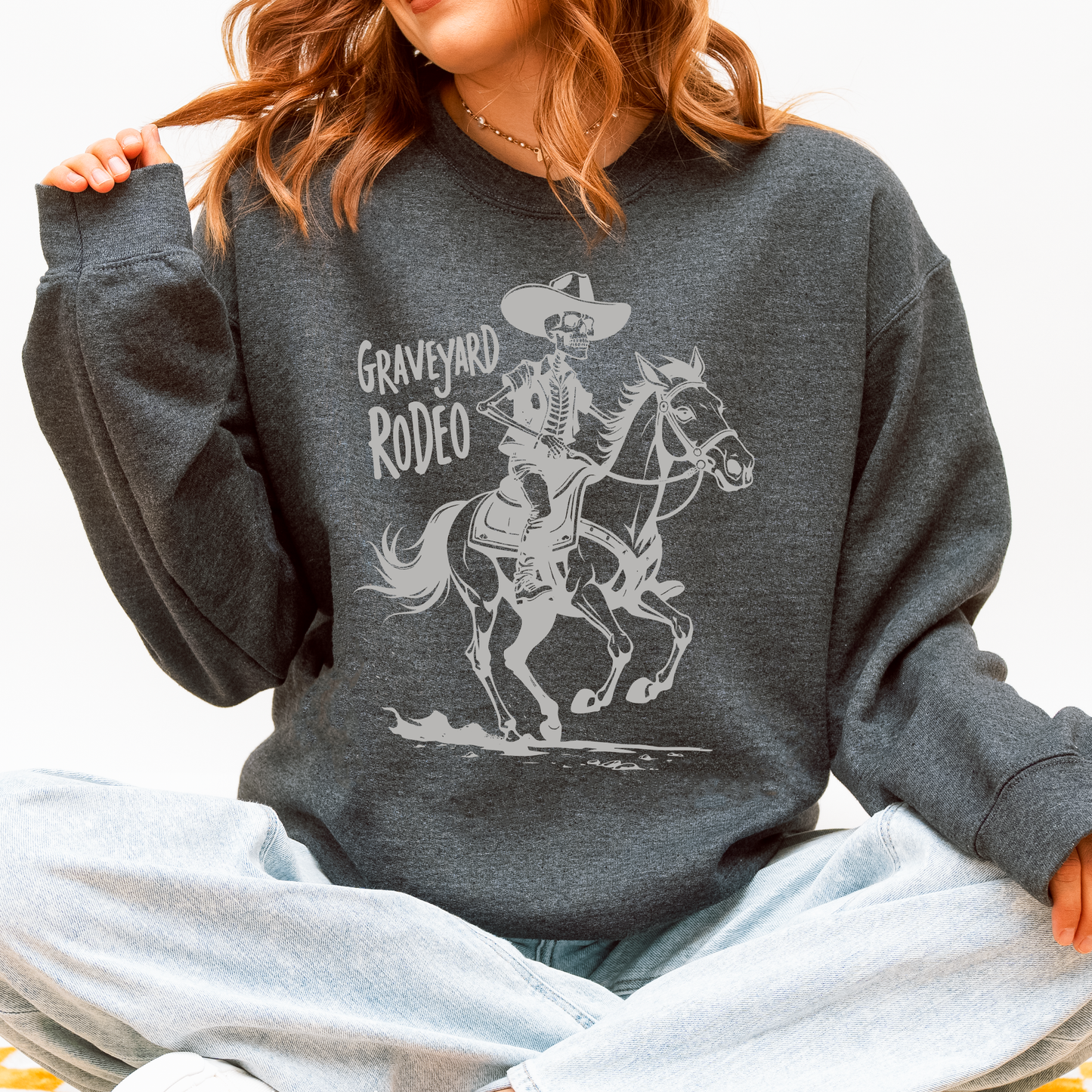 Graveyard Rodeo, Cowboy Skeleton, Halloween Sweatshirt