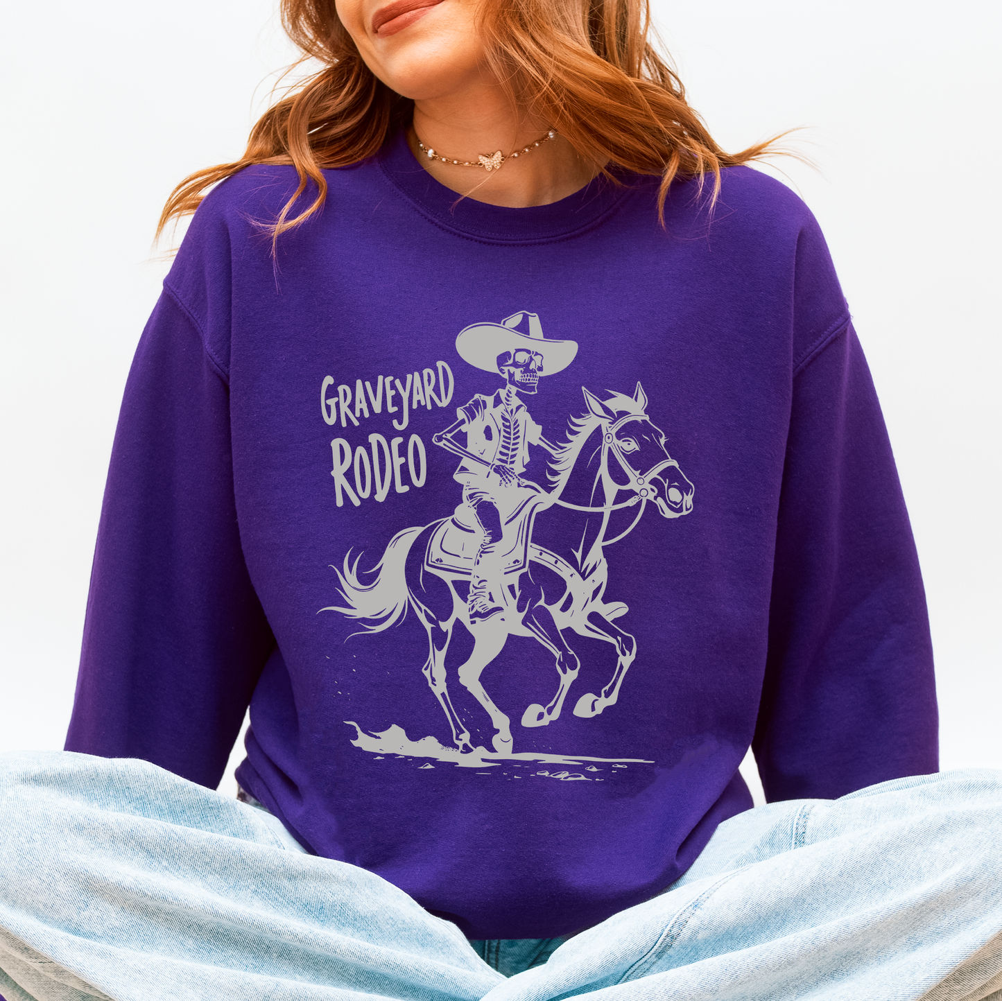 Graveyard Rodeo, Cowboy Skeleton, Halloween Sweatshirt