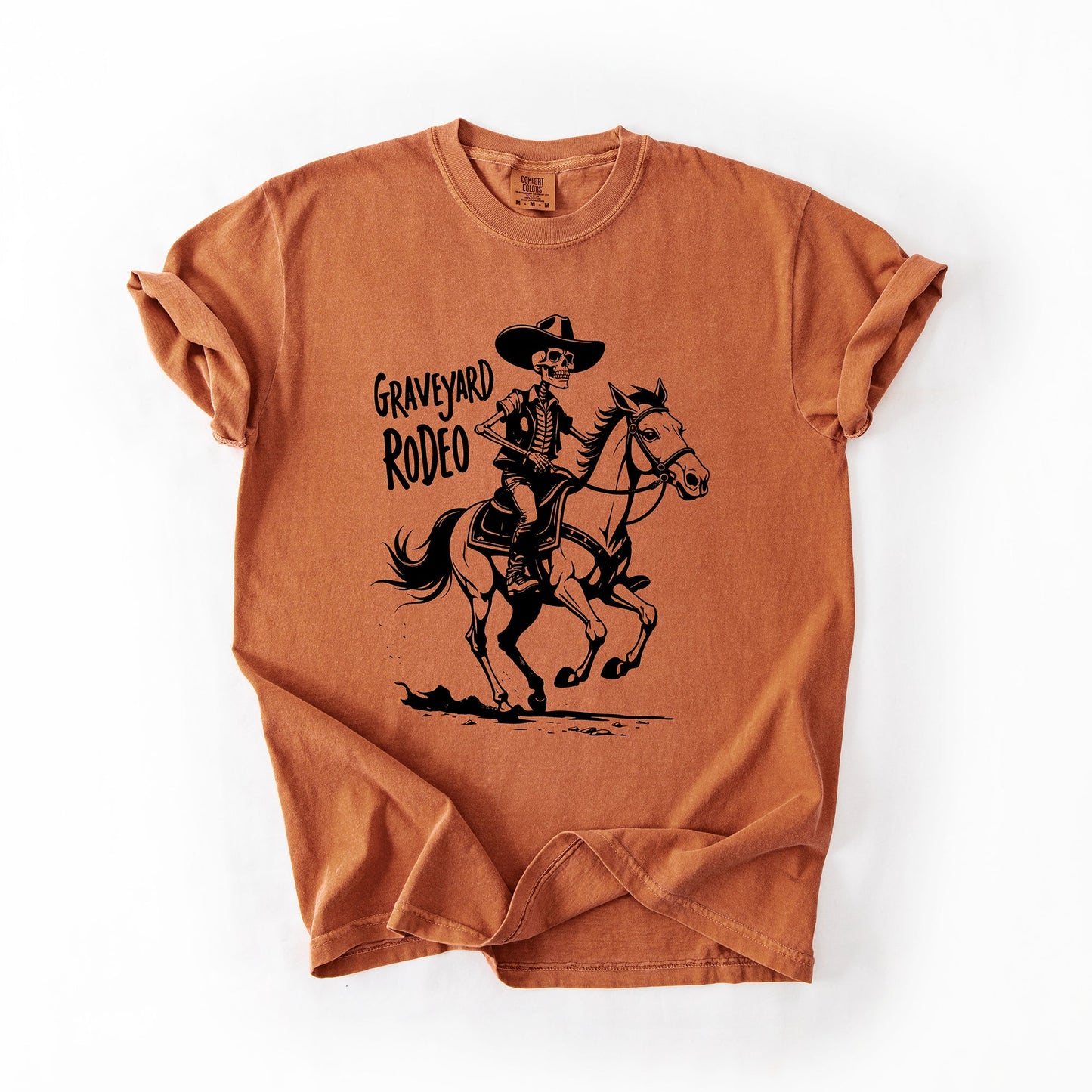 Graveyard Rodeo, Cowboy Skeleton, Halloween, Comfort Colors T-Shirt