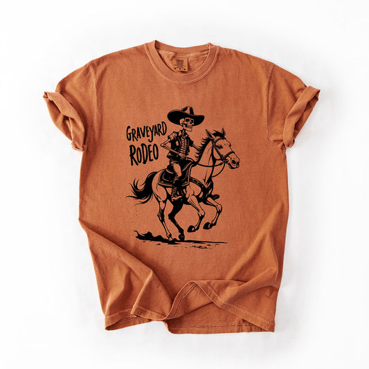 Graveyard Rodeo, Cowboy Skeleton, Halloween, Comfort Colors T-Shirt