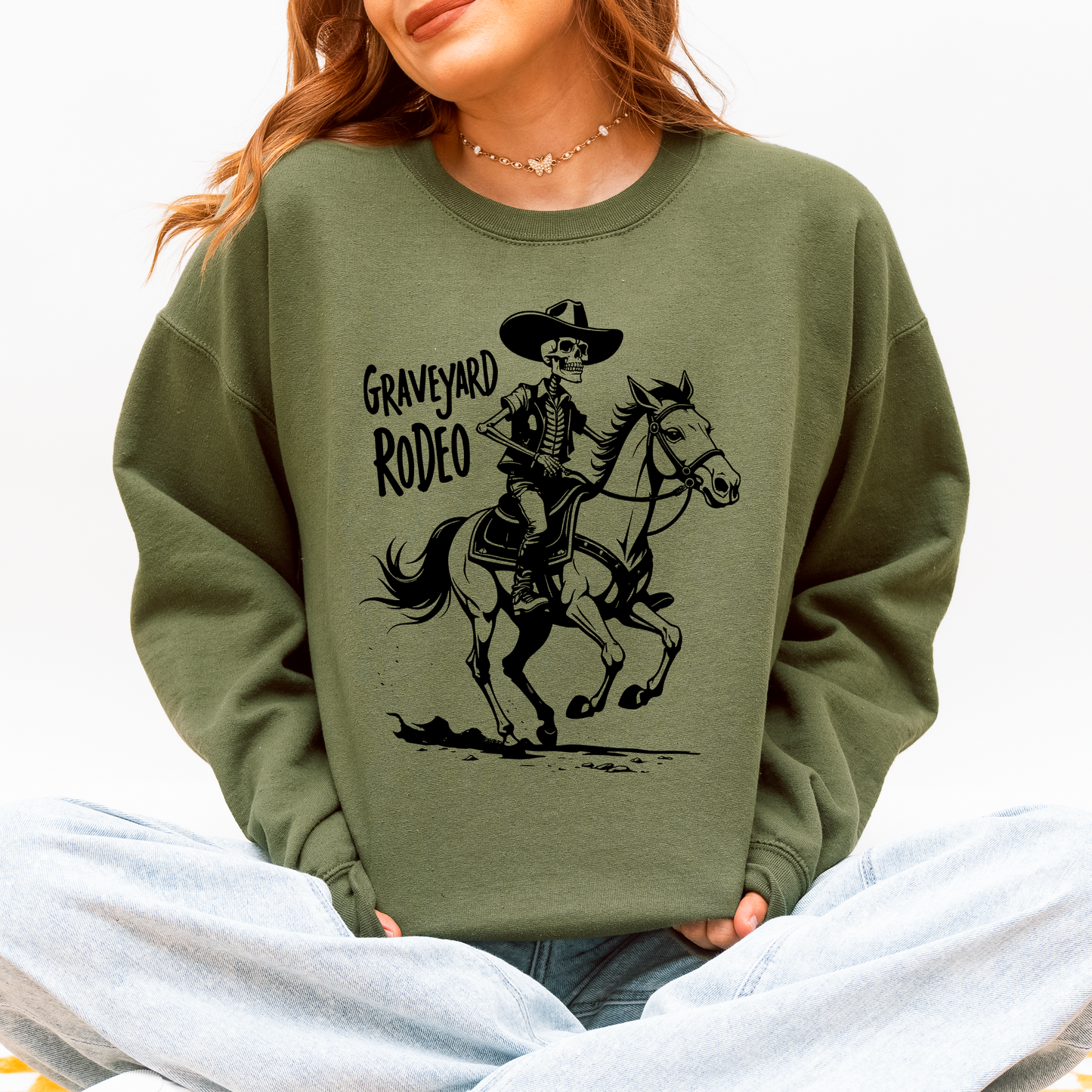 Graveyard Rodeo, Cowboy Skeleton, Halloween Sweatshirt