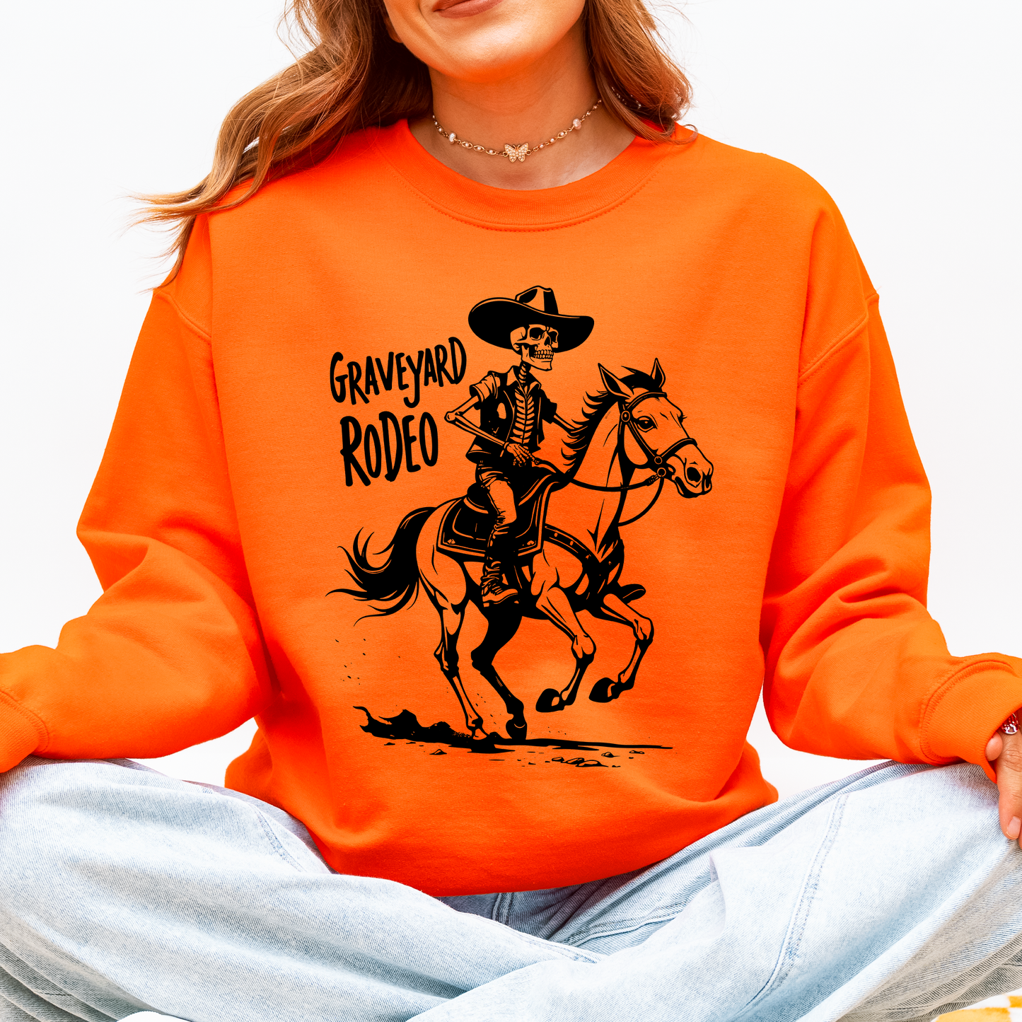 Graveyard Rodeo, Cowboy Skeleton, Halloween Sweatshirt