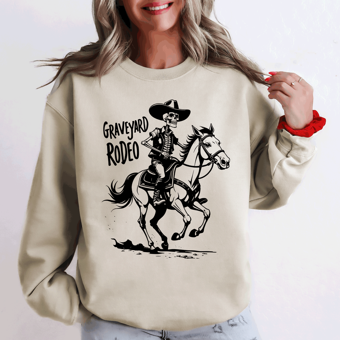 Graveyard Rodeo, Cowboy Skeleton, Halloween Sweatshirt