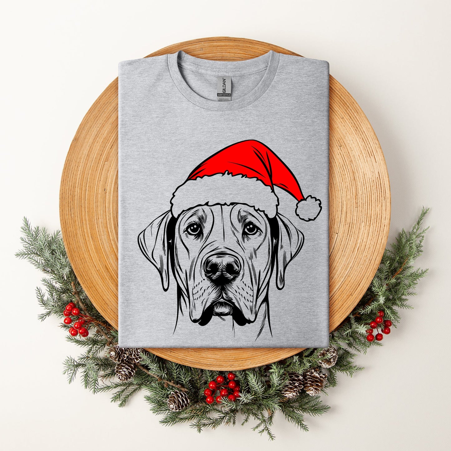 Great Dane, Santa, Dog, Christmas, Dog Lover, Pet T-Shirt Comfort Colors T-Shirt