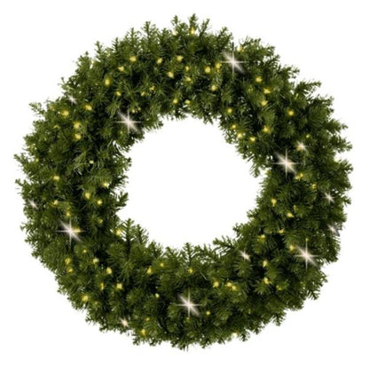Undecorated Christmas Wreath with Warm White Lights