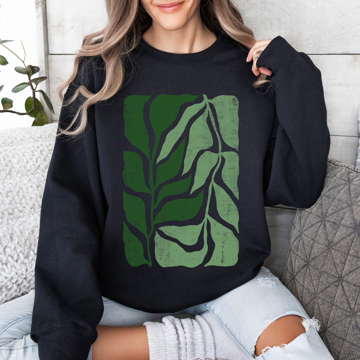 Green Leaf Botanica, Vintage Boho, Nature Sweatshirt