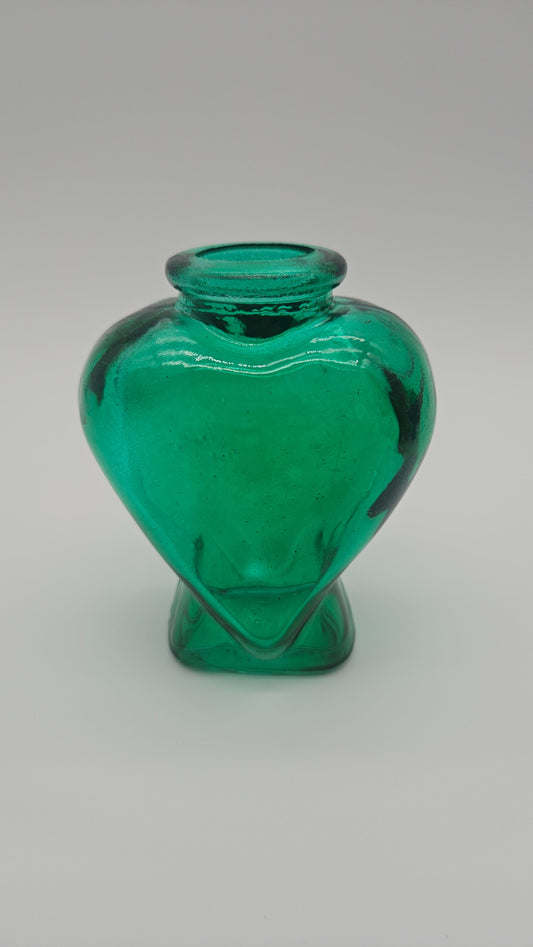 Vintage Heart Glass Bottle – Colorful Collectible Décor 4.3"