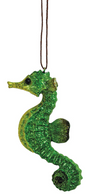 Green Seahorse Ornament – Coastal Resin Décor (4.25"L)