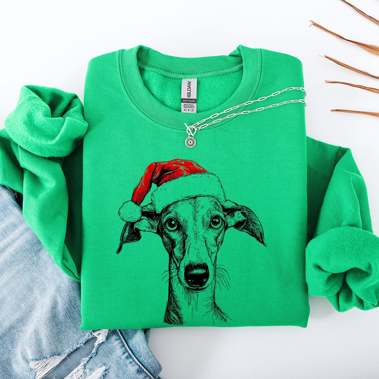 Grey Hound, Santa, Dog, Christmas, Dog Lover, Pet Sweatshirt
