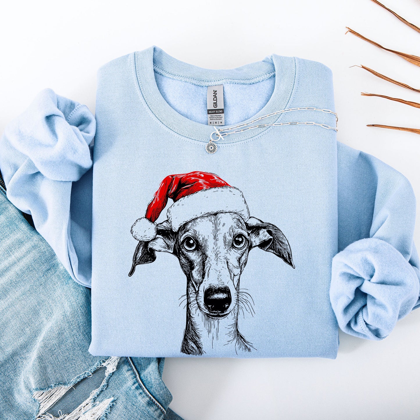 Grey Hound, Santa, Dog, Christmas, Dog Lover, Pet Sweatshirt