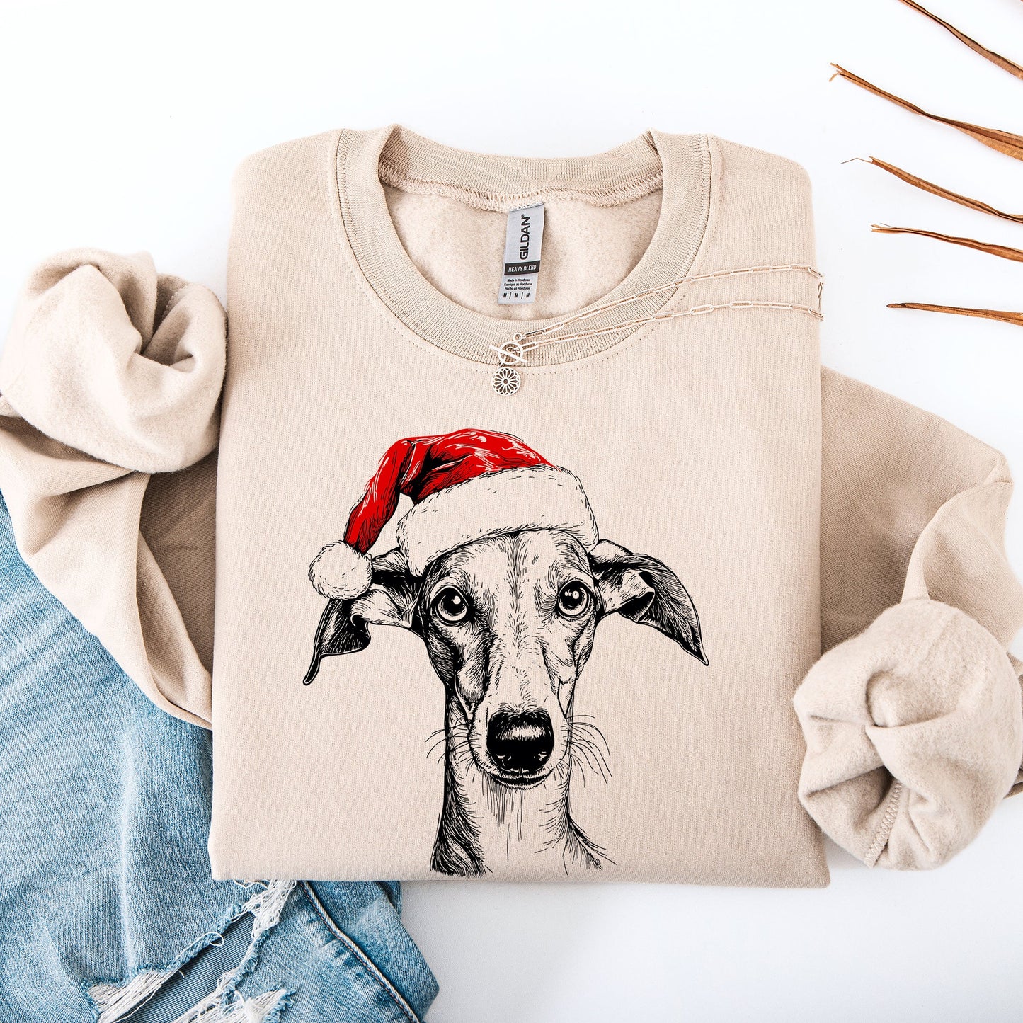 Grey Hound, Santa, Dog, Christmas, Dog Lover, Pet Sweatshirt