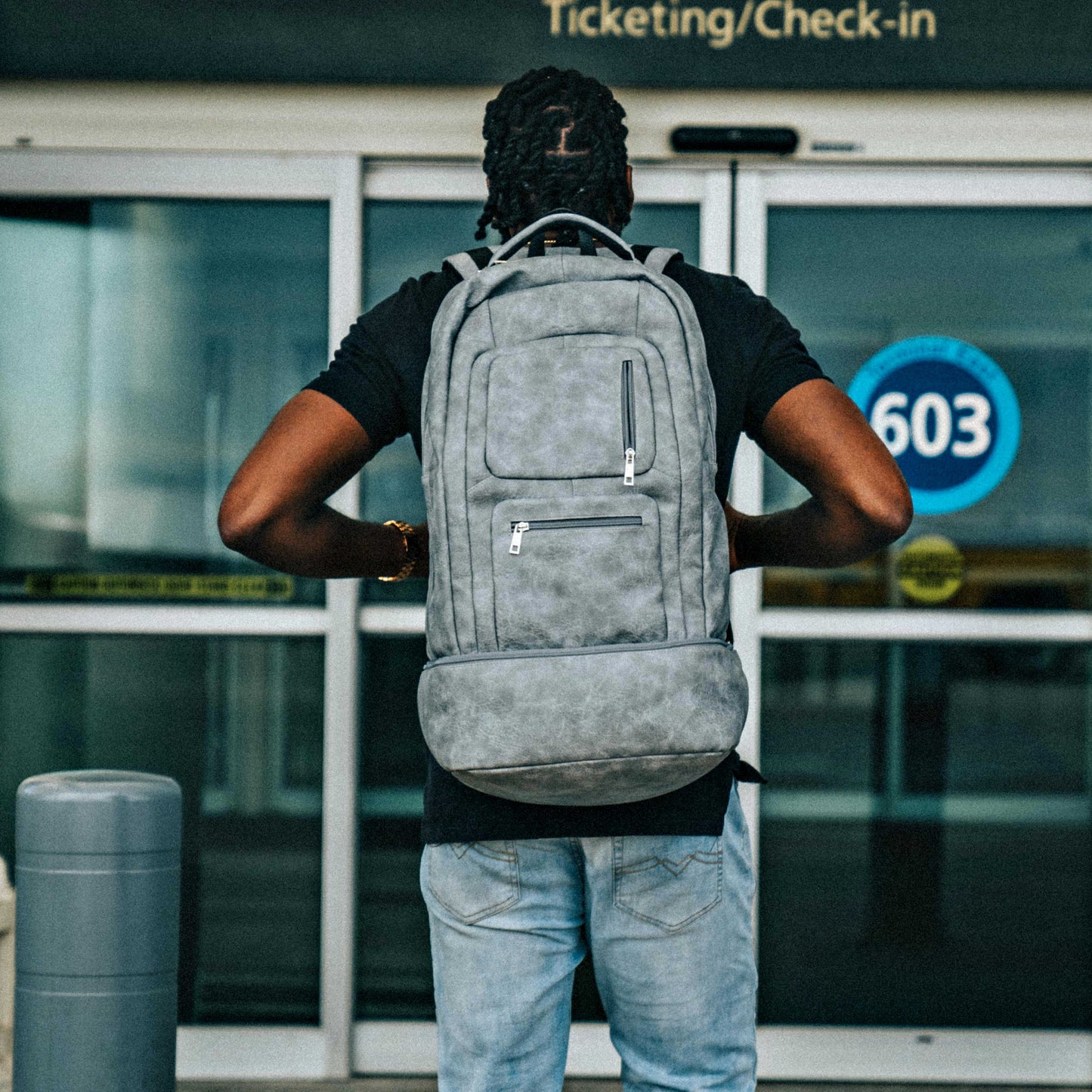 Grey Leather Carry-On Patented Backpack (Only 300 Made)