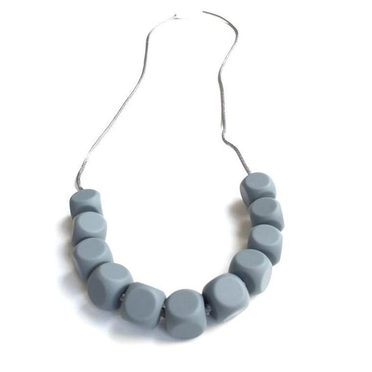 Baby Teething Necklace – Silicone Nursing Necklace for Moms – Available in Grey or Black