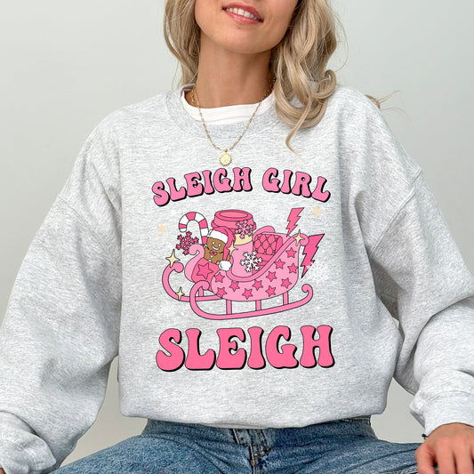 Groovy Sleigh Girl Sleigh Pink Christmas Coffee Xmas Holiday, Winter, Snow, Xmas Sweatshirt