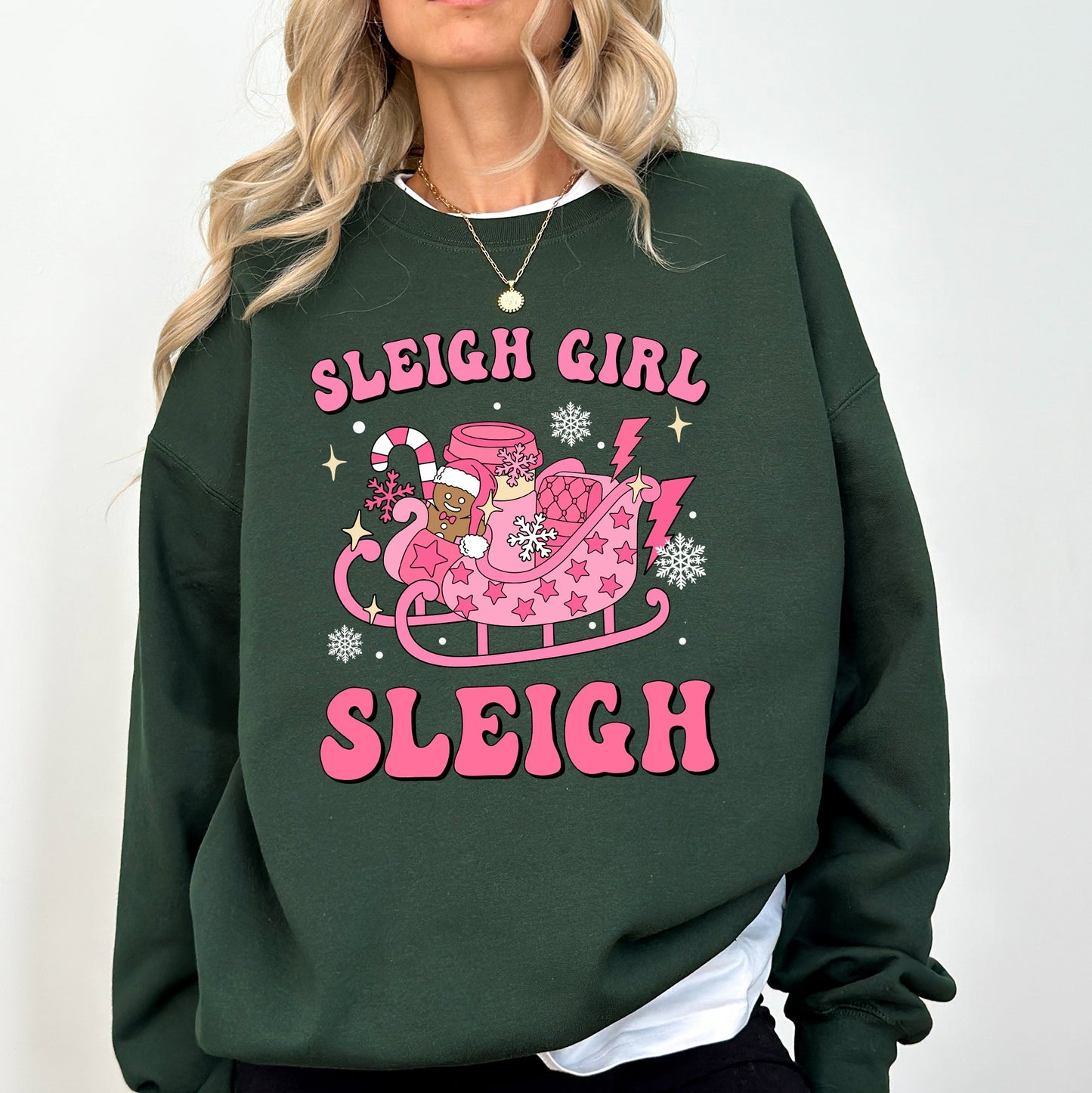 Groovy Sleigh Girl Sleigh Pink Christmas Coffee Xmas Holiday, Winter, Snow, Xmas Sweatshirt