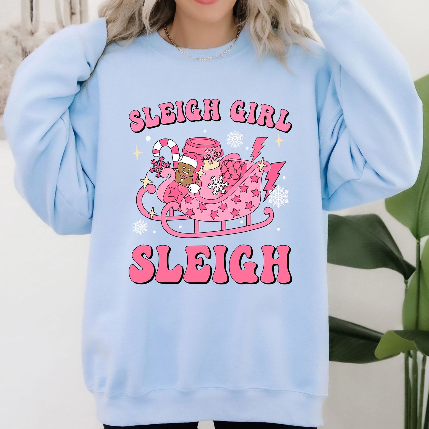 Groovy Sleigh Girl Sleigh Pink Christmas Coffee Xmas Holiday, Winter, Snow, Xmas Sweatshirt