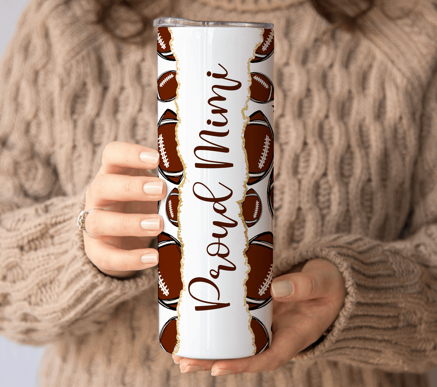 Doodle Sport Ball - Personalized Custom 20oz Skinny Tumbler Cup - Baseball/Softball Gift for Sport Grandma/Nana/Mimi, Mom, Wife, Grandparent, Granddaughter
