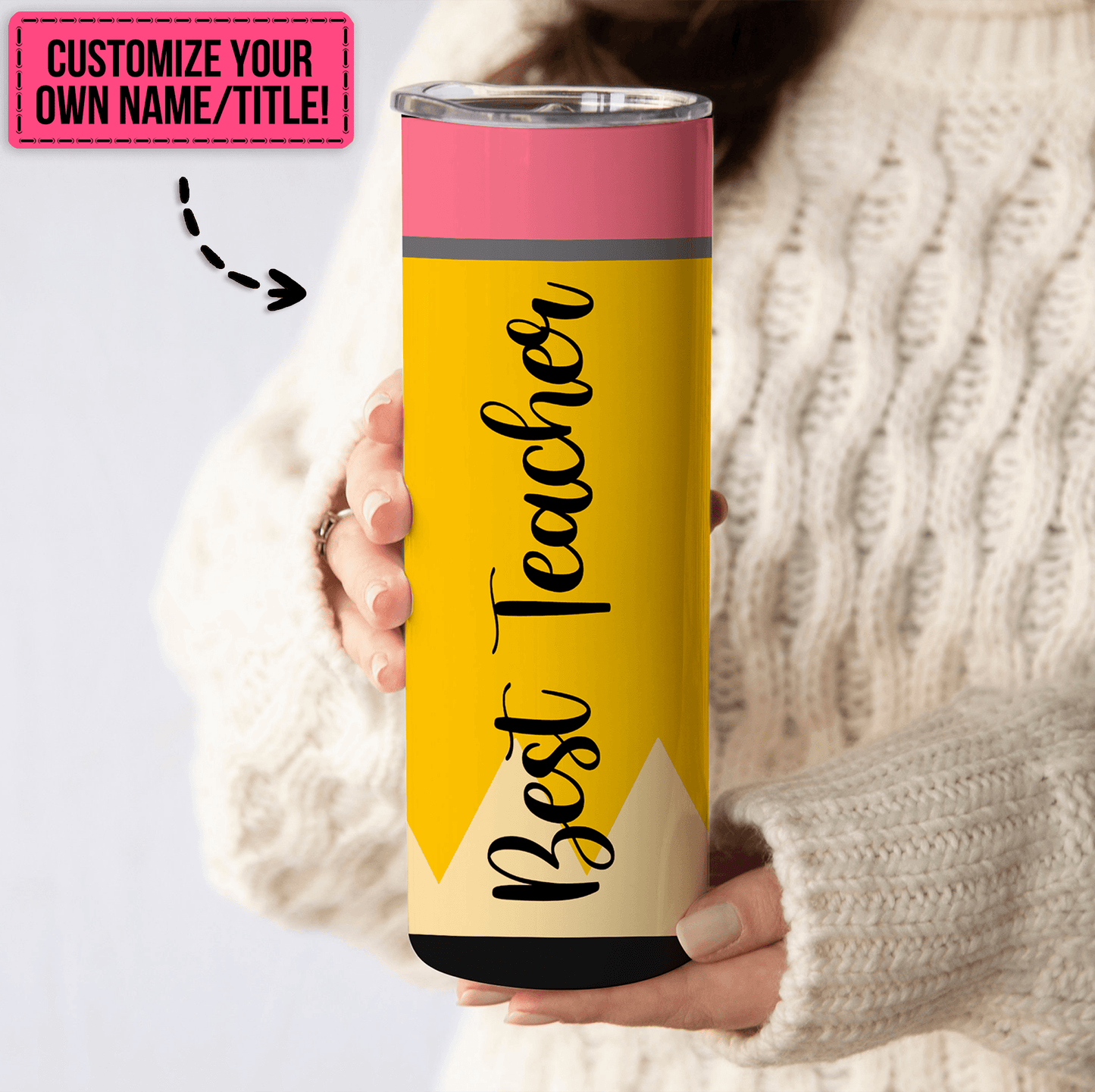 Custom Pencil Tumbler - Personalized Custom 20oz Skinny Tumbler Cup - Personalized Custom Youth T Shirt - Back To School/ First Day Of School, Loving, Funny Gift for Teacher, Kindergarten, Preschool, Pre K, Paraprofessional