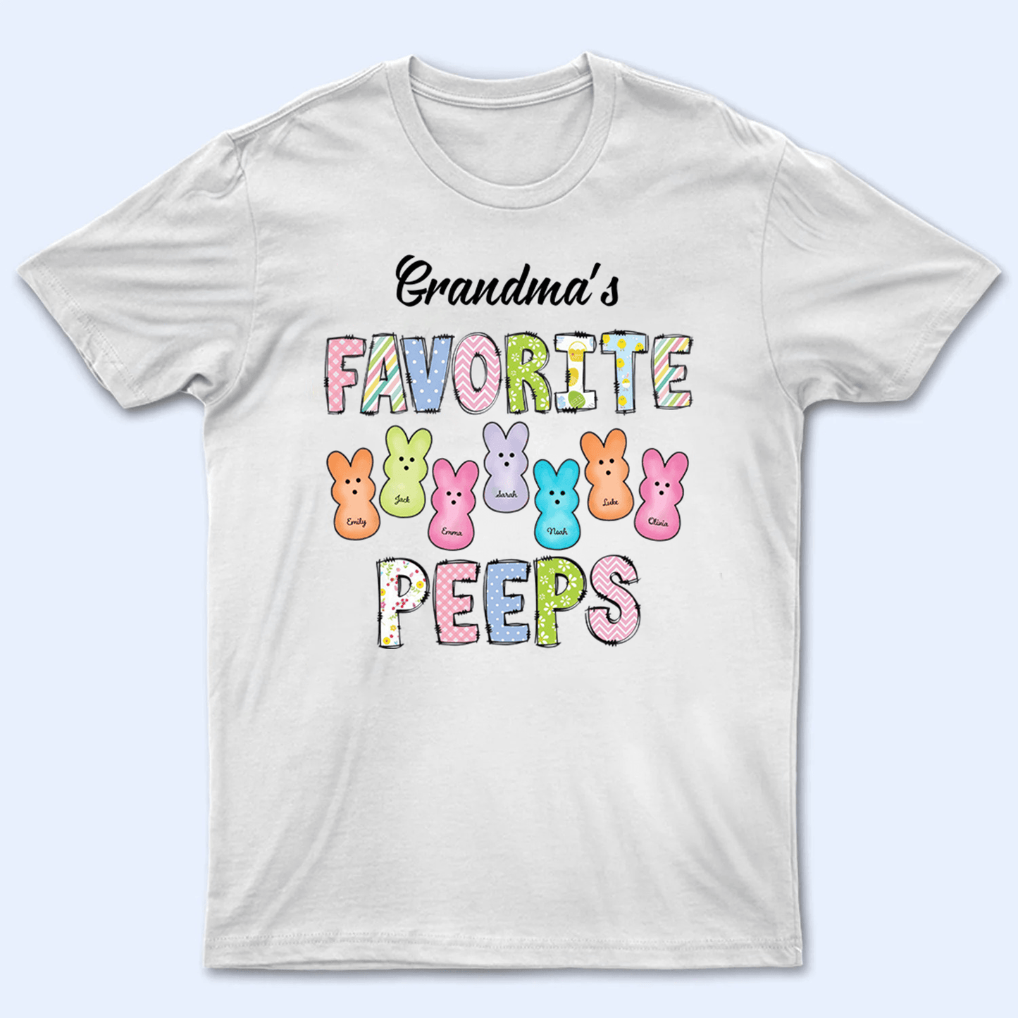 Grandma's Favorite Bunnies Easter - Personalized Custom T Shirt - Easter, Birthday, Loving, Funny Gift for Grandma/Nana/Mimi, Mom, Wife, Grandparent
