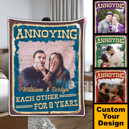 Photo Blanket for Couple - Personalized Gift for Girlfriend, Boyfriend, Valentine, Birthday, Anniversary - Custom Upload Image