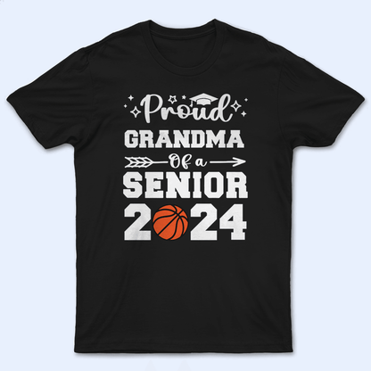 Proud Family Of A Senior 2025 - Personalized Custom T Shirt - Birthday, Loving, Funny Gift for Grandma/Nana/Mimi, Mom, Wife, Grandparent