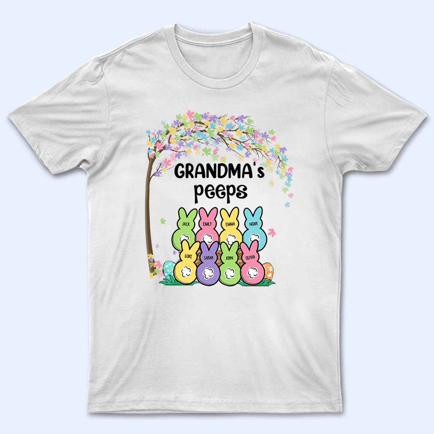 Grandma's Bunnies Easter Custom Kid's Name - Personalized Custom T Shirt - Easter, Birthday, Loving, Funny Gift for Grandma/Nana/Mimi, Mom, Wife, Grandparent