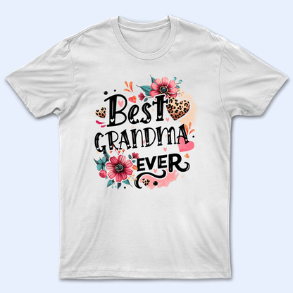 Best Grandma Ever Retro Boho - Personalized Custom T Shirt - Gift for Grandma/Nana/Mimi, Mom, Wife, Grandparent