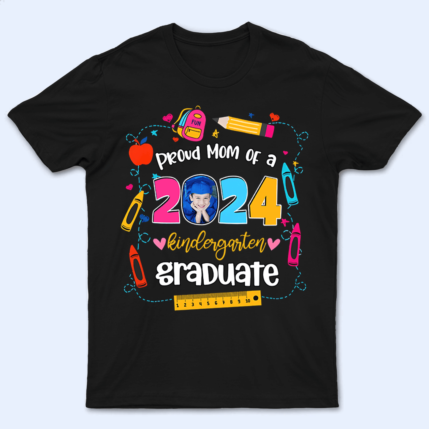 Custom Photo Kindergarten Graduate 2025 - Personalized Custom T Shirt - Birthday, Loving, Funny Gift for Grandma/Nana/Mimi, Mom, Wife, Grandparent