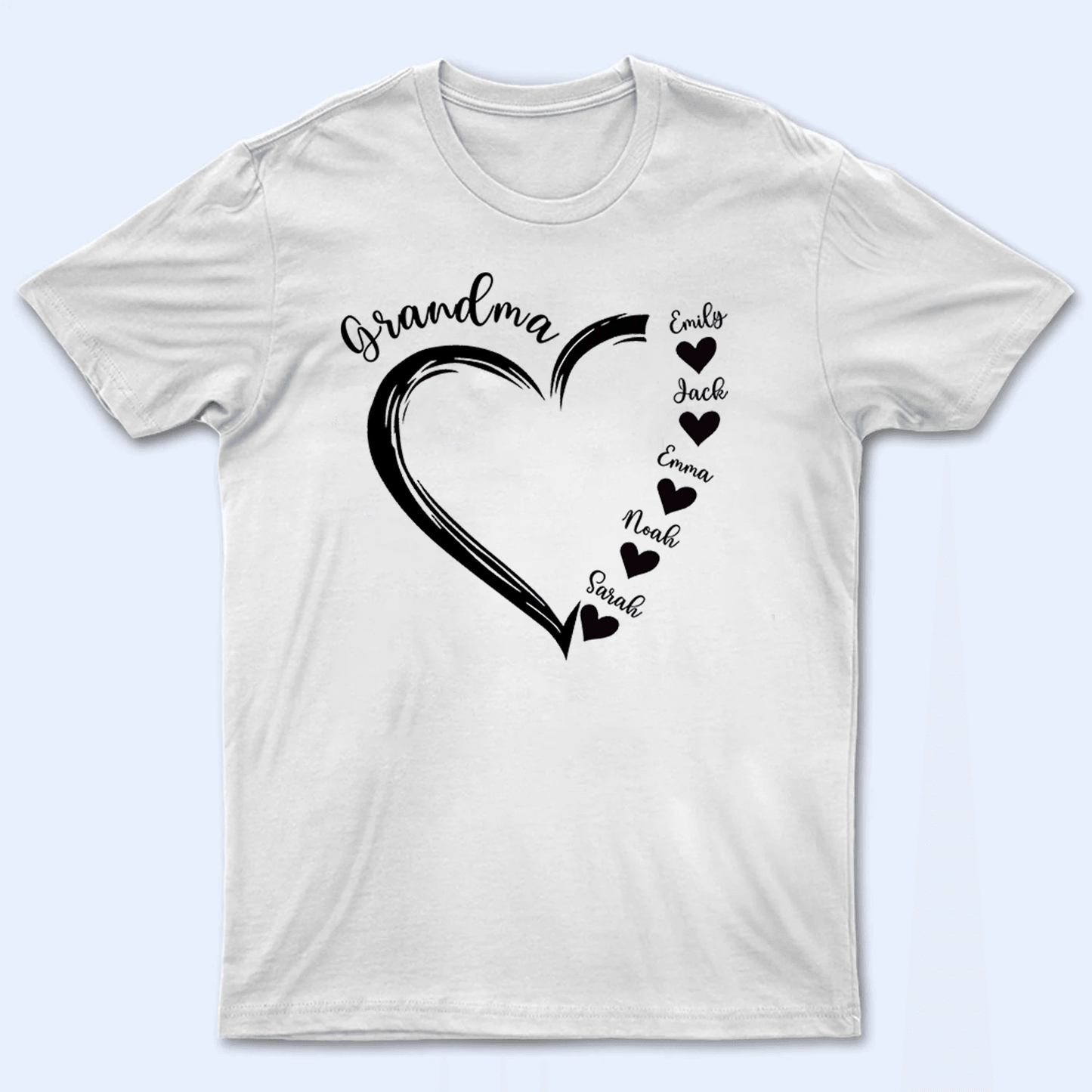 Grandma Sweet Heart With Grandkids Name - Personalized Custom T Shirt - Birthday, Loving, Funny Gift for Grandma/Nana/Mimi, Mom, Wife, Grandparent