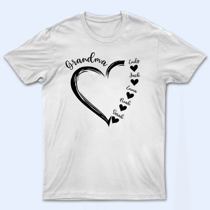 Grandma Sweet Heart With Grandkids Name - Personalized Custom T Shirt - Birthday, Loving, Funny Gift for Grandma/Nana/Mimi, Mom, Wife, Grandparent