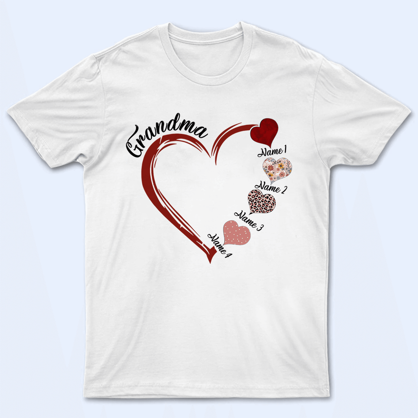 Red Heart Design | Personalized Gift For Mom, Mother, Grandma, Grandmother, Mother's Day, Valentine's Day Family