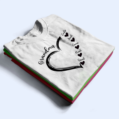 Grandma Sweet Heart With Grandkids Name - Personalized Custom T Shirt - Birthday, Loving, Funny Gift for Grandma/Nana/Mimi, Mom, Wife, Grandparent