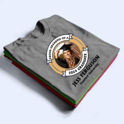 Custom Photo Proud Family of a University Graduate- Personalized Custom T Shirt - Birthday, Loving, Funny Gift for Grandma/Nana/Mimi, Mom, Wife, Grandparent