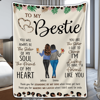 To My Bestie Thank You For Standing By My Side Friendship - Personalized Custom Blanket - Personalized Gift For Her, Besties, Friends, Sisters