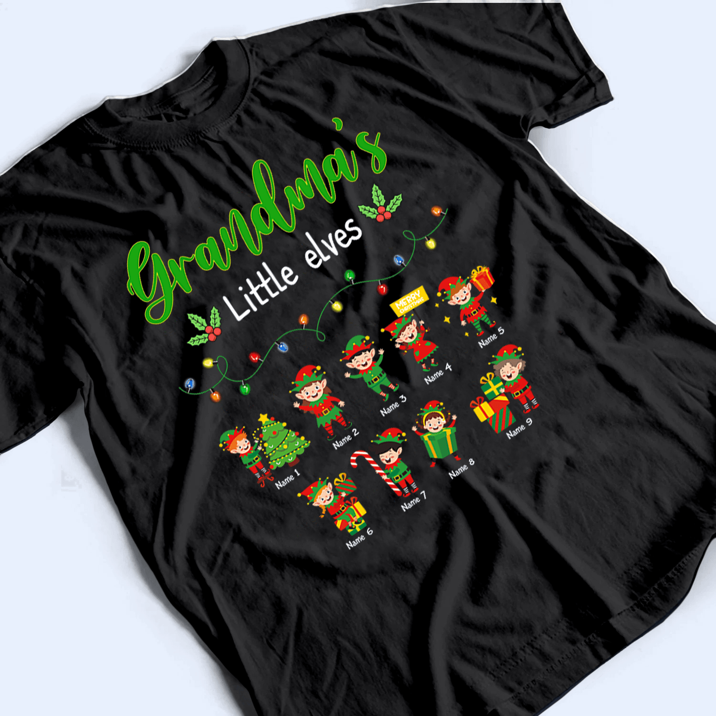 Grandma's Elves - Personalized Custom T Shirt - Birthday, Loving, Funny Gift for Grandfather/Dad/Father, Husband, Grandparent