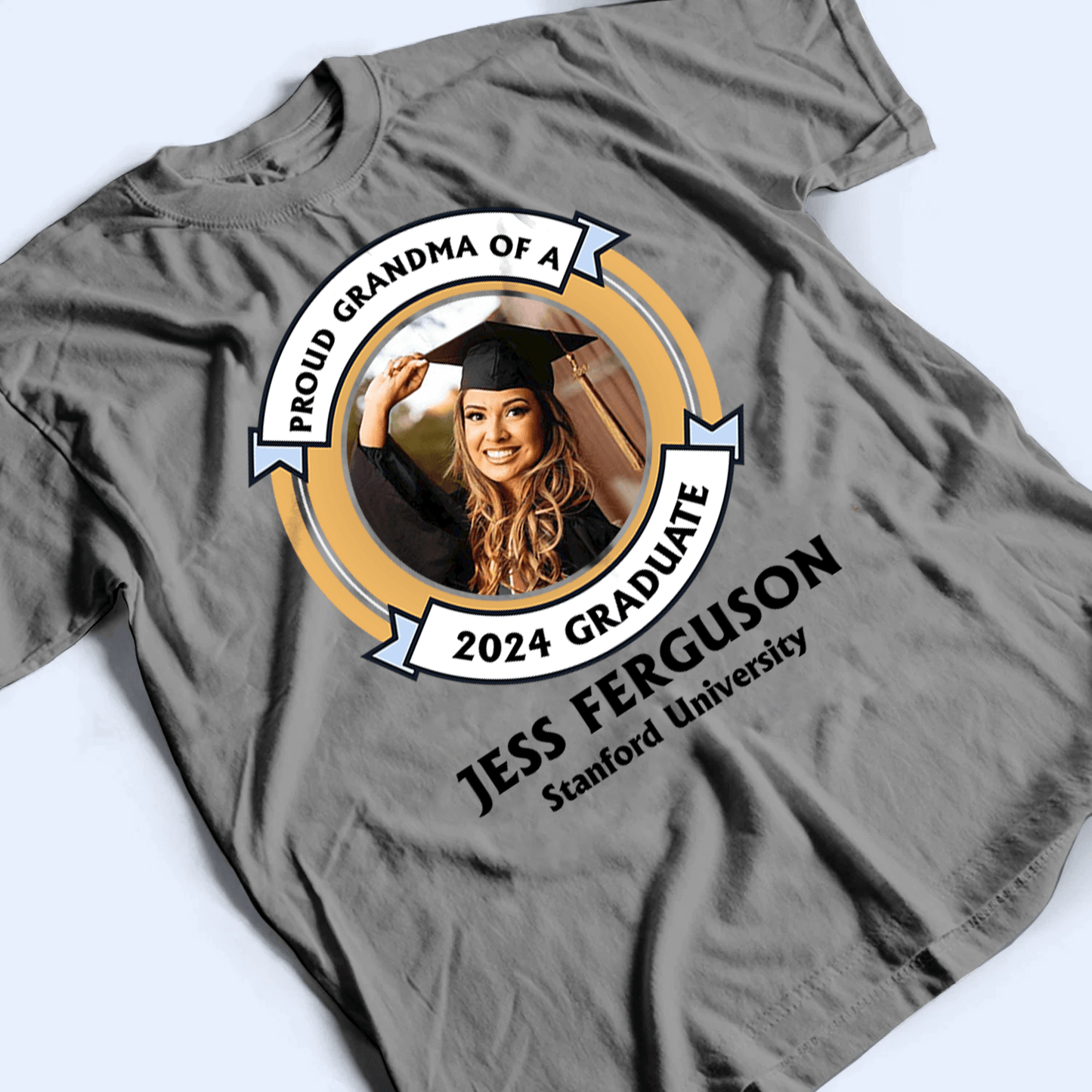 Custom Photo Proud Family of a University Graduate- Personalized Custom T Shirt - Birthday, Loving, Funny Gift for Grandma/Nana/Mimi, Mom, Wife, Grandparent