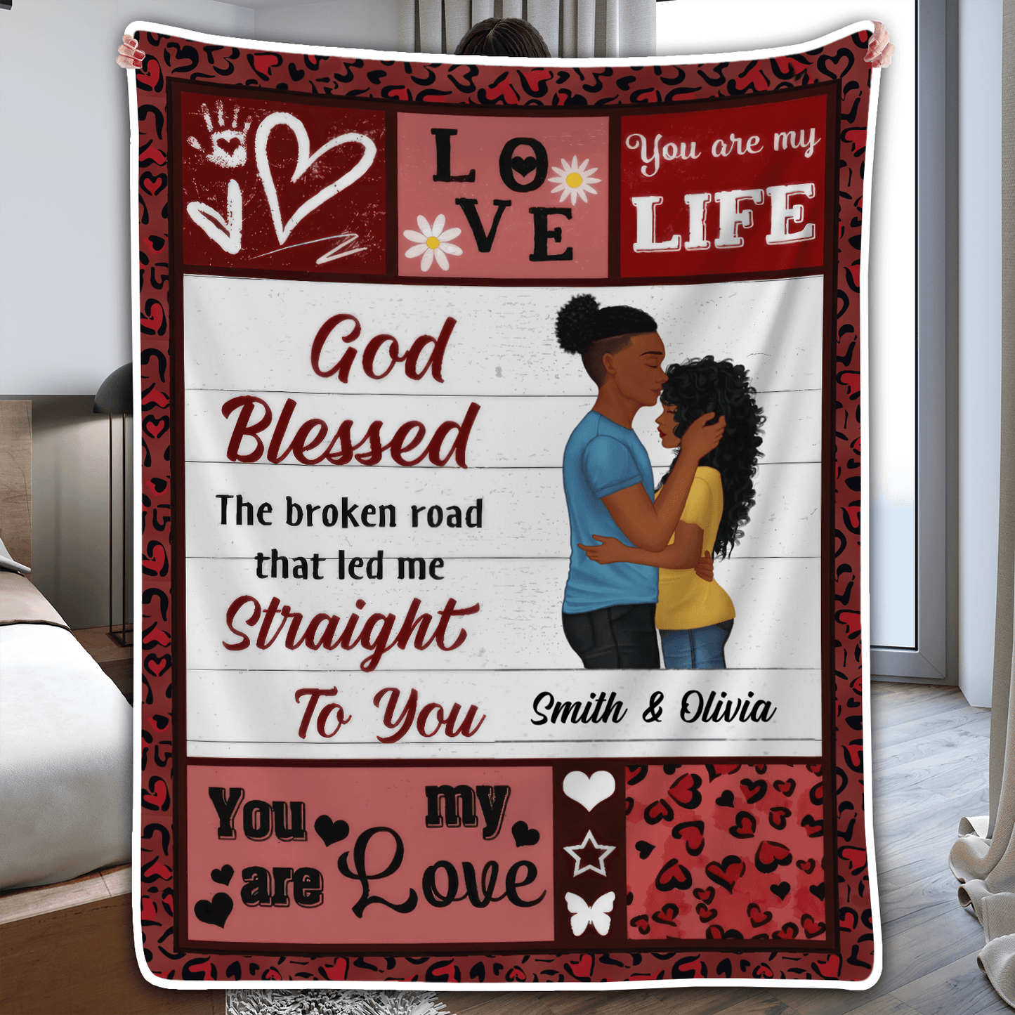 Custom Blanket for Couple - You Are My Life - Personalized Gift for Valentine, Girlfriend, Boyfriend | Black History Month, Juneteenth