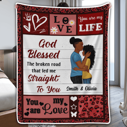 Custom Blanket for Couple - You Are My Life - Personalized Gift for Valentine, Girlfriend, Boyfriend | Black History Month, Juneteenth